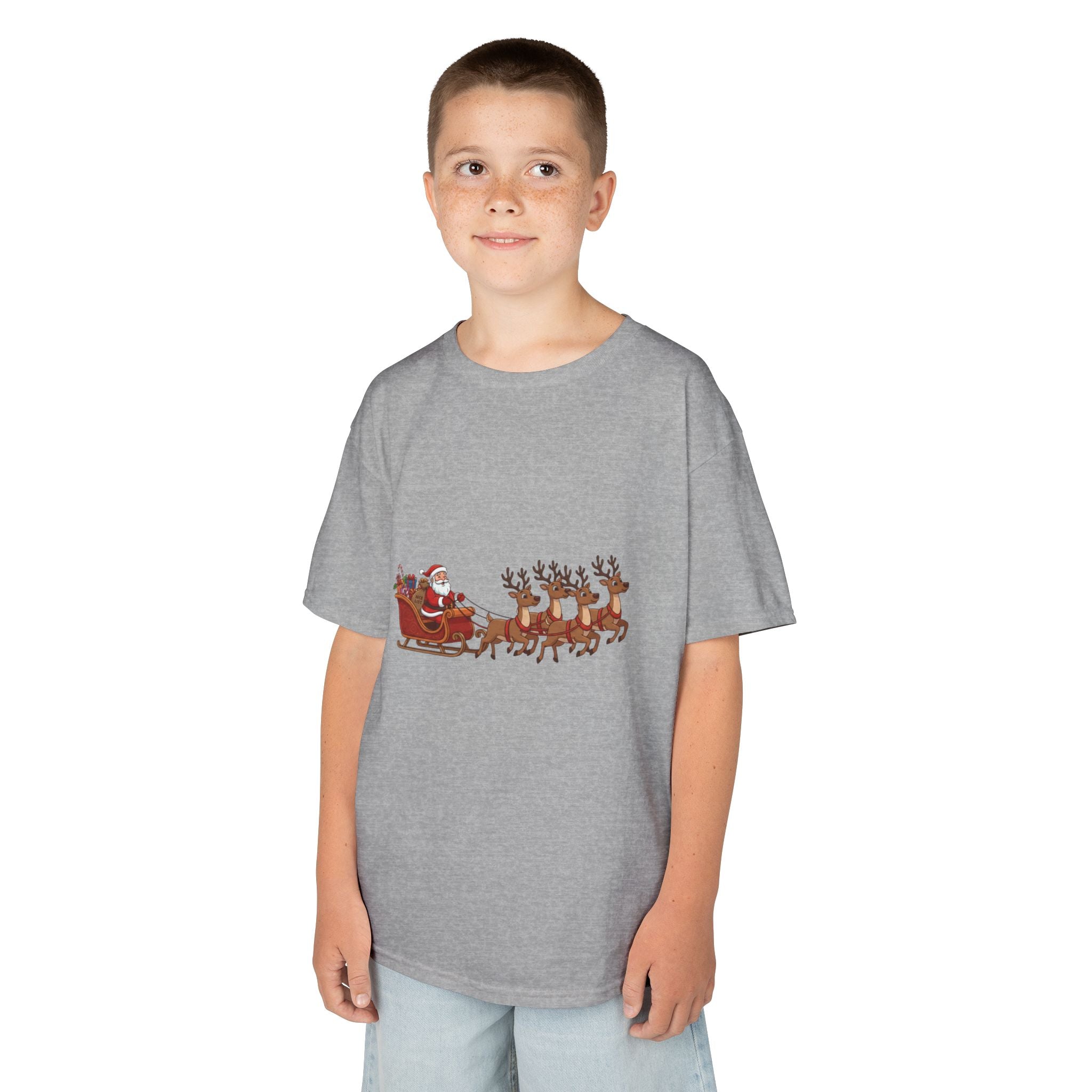 Designed by kids for kids - Cute Christmas Santa Sleigh tee