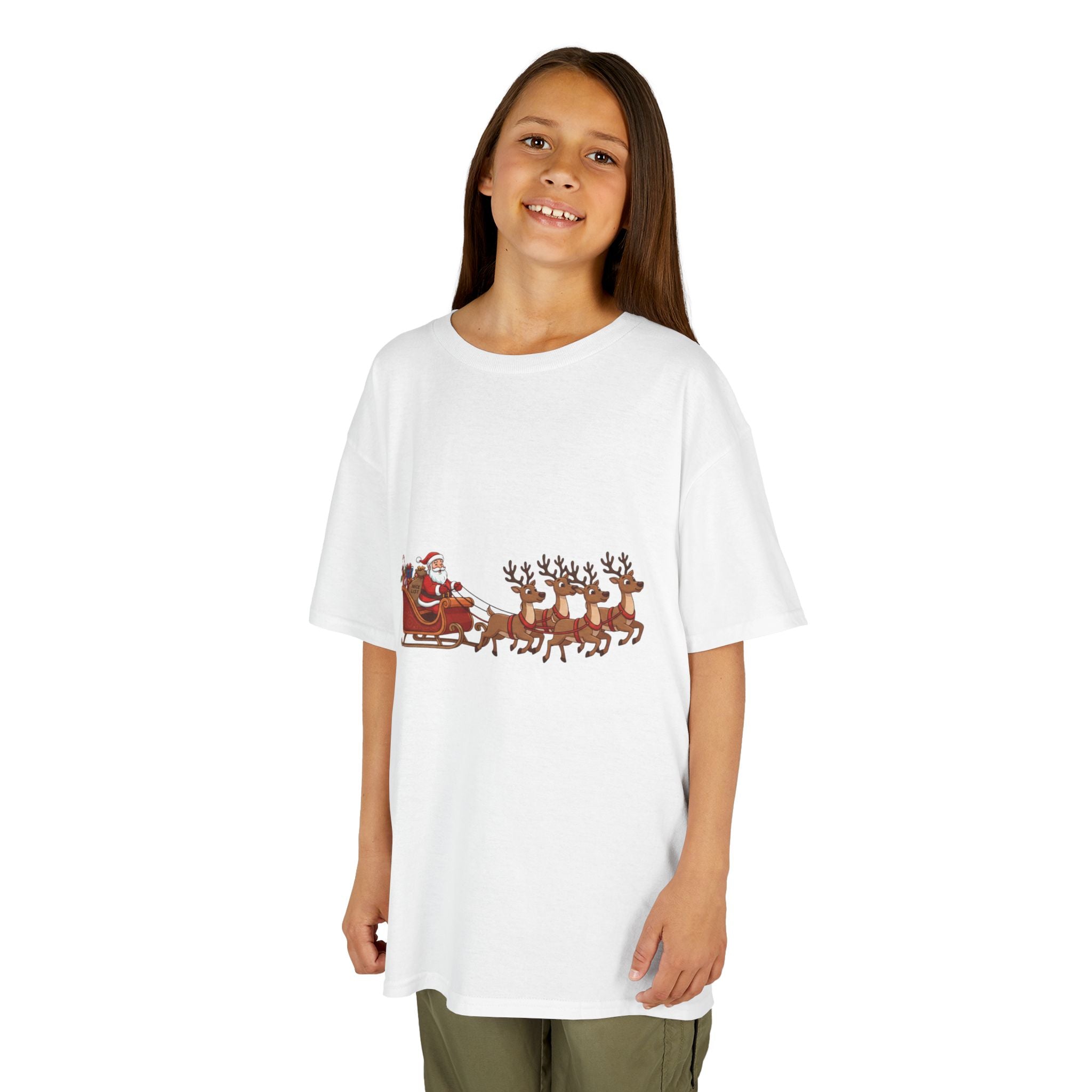 Designed by kids for kids - Cute Christmas Santa Sleigh tee