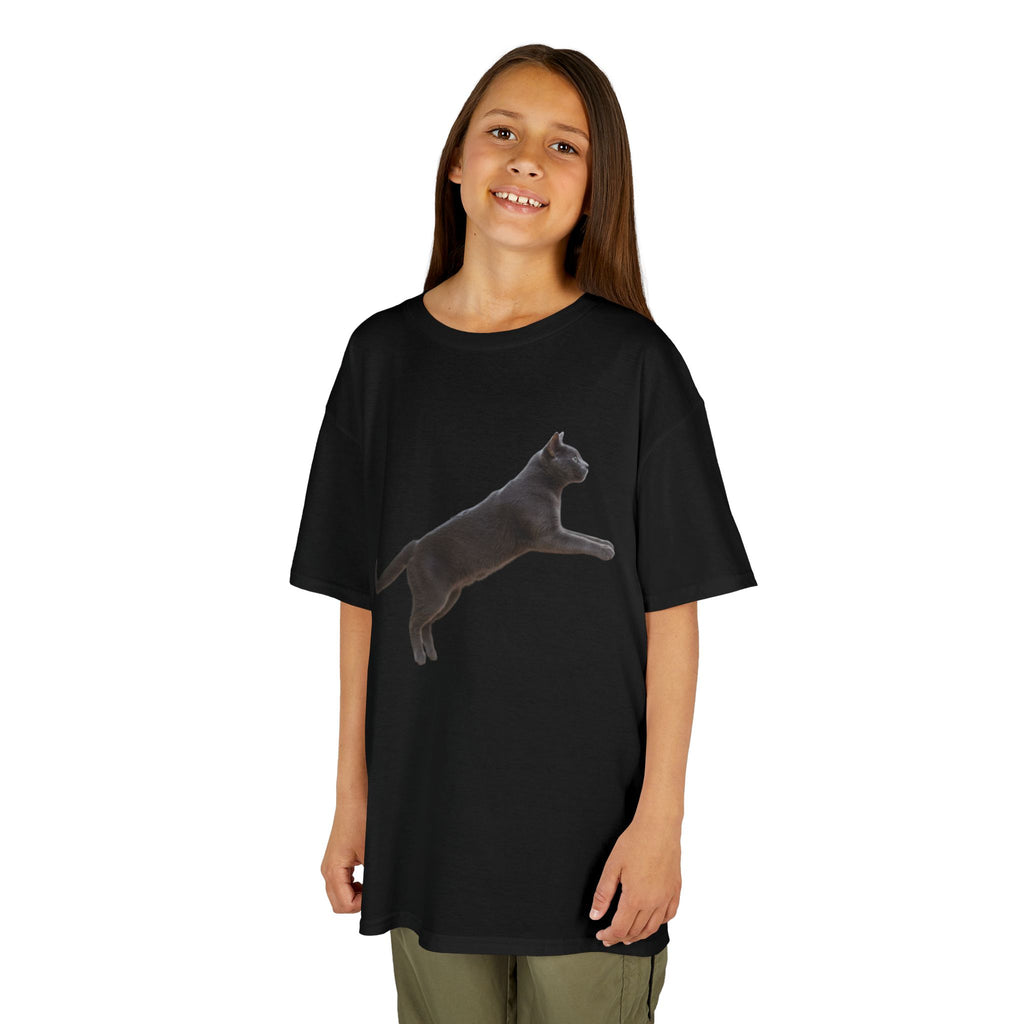 Designed by kids for kids - Russian Blue cat tee