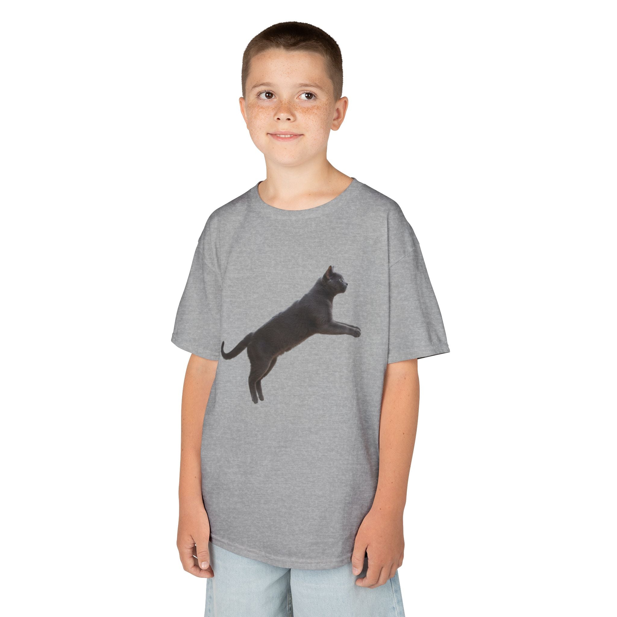 Designed by kids for kids - Russian Blue cat tee