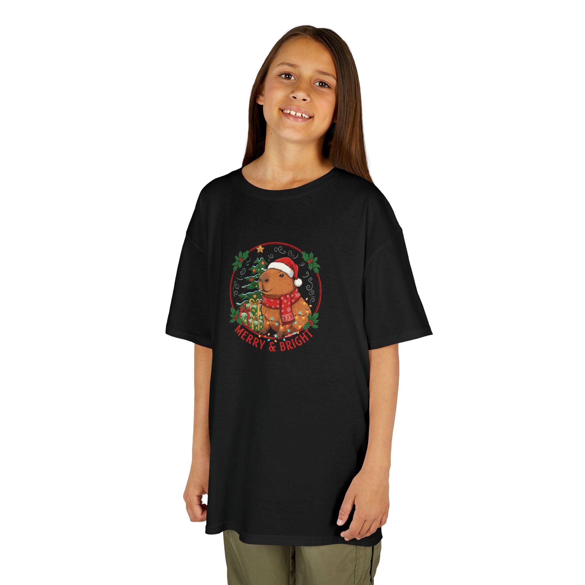 Designed by kids for kids - Cute Christmas Capybara tee