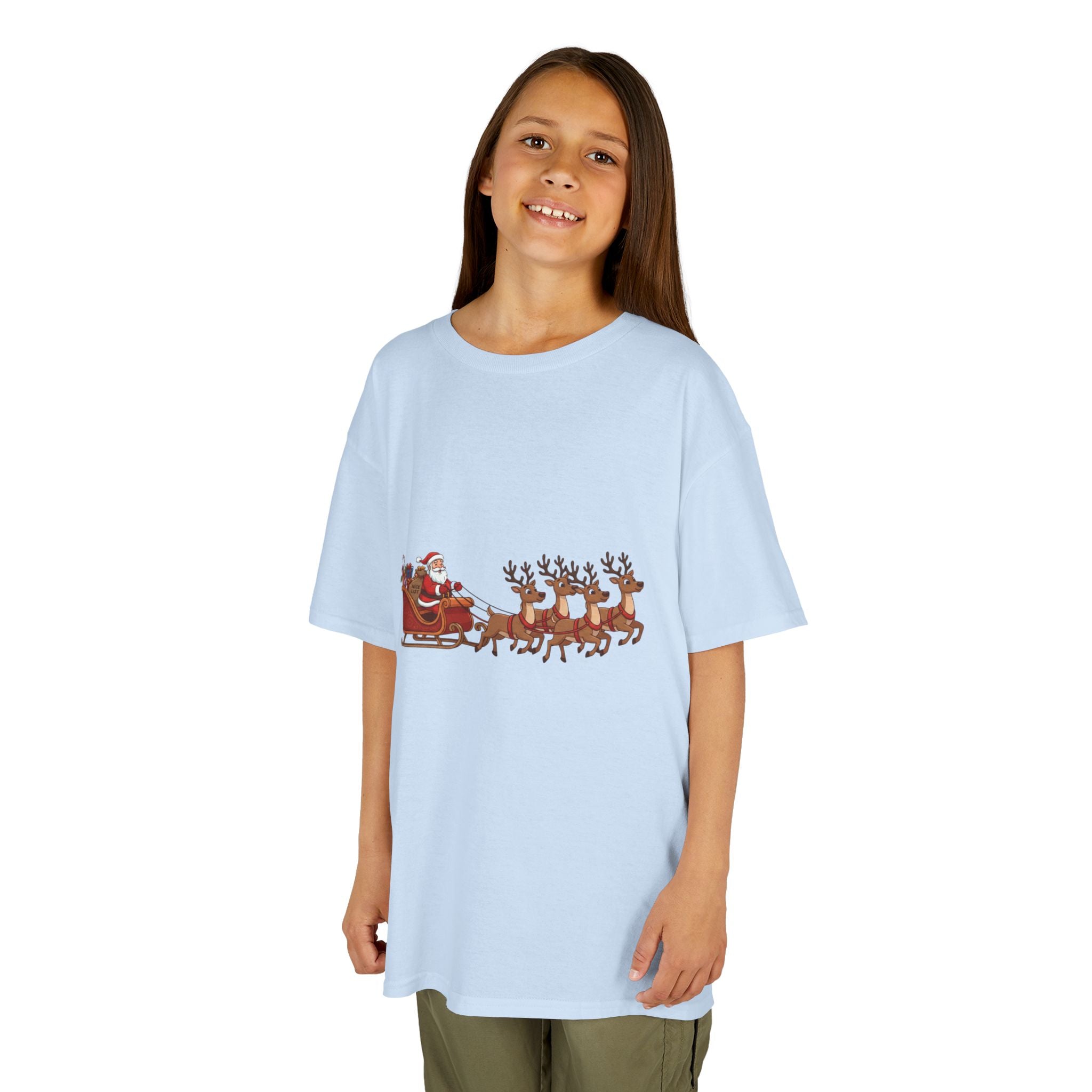 Designed by kids for kids - Cute Christmas Santa Sleigh tee